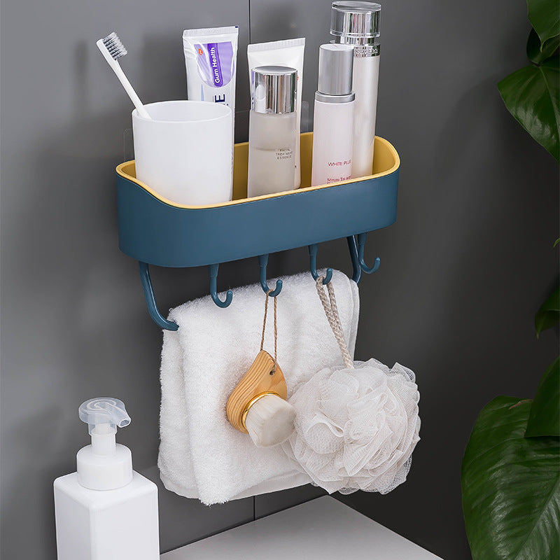 Bathroom Shelf Organizer Bath Shower Gel Shampoo Holder Storage Rack Punch Free