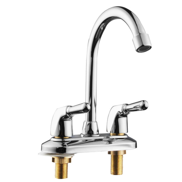 360 Rotation Kitchen Faucet Cold and Hot Water Mixer Tap Double Handle Basin Faucet Double Hole Water Faucet