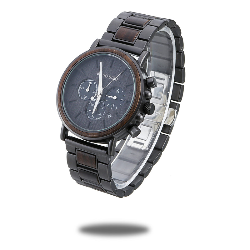 BOBO BIRD Luxury Wooden Wristwatches Date Display Fashion Men Quartz Watch