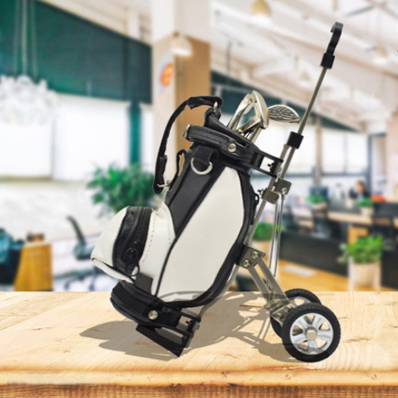 Mini Golf Bag Appearance Pen Holder with Golf Club Putter Ballpoint Pen Golfers Gift Box Set Desktop Deco for Office School Supplies Stationery