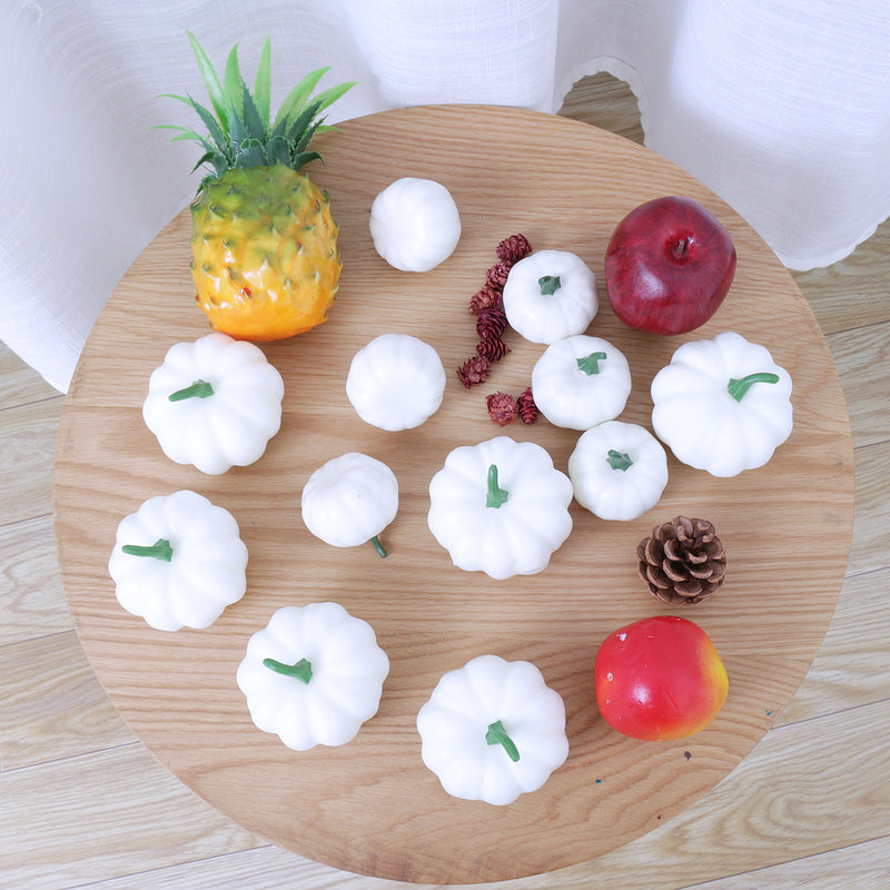 12pcs Halloween White Artificial Pumpkins Harvest Fall Thanksgiving Home Decorations