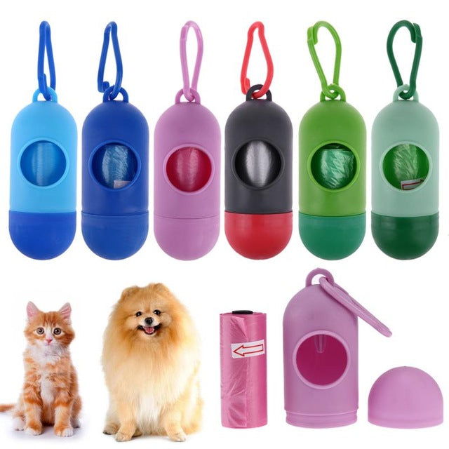 Pet Dog Garbage Clean up Bag Carrier Holder Dispenser+Pet poop bags Set Pet Carrier