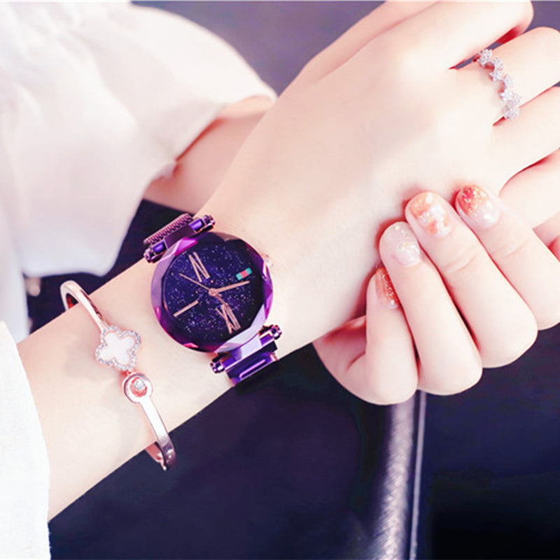 Deffrun Magnetic Attraction Clasp Women Wrist Watch Shining Dial Face Casual Style Quartz Watch