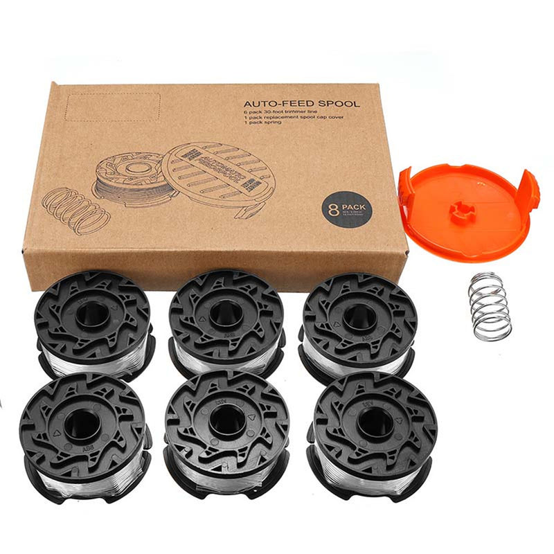 6pcs 30ft Trimmer Line Replacement Spool Cap Cover Spring For Black And Decker String Trimmers