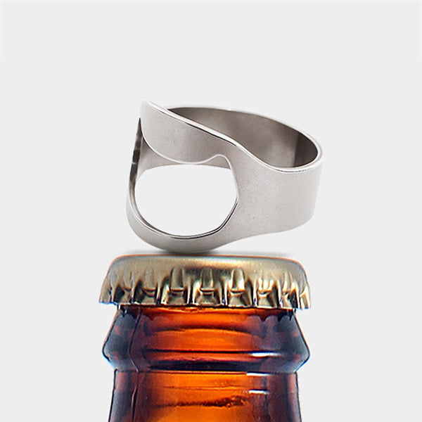 AOTU 24mm Outdoor EDC Mini Finger Ring Beer Opener Stainless Steel Bottle Can Opener Ring Tool Kit