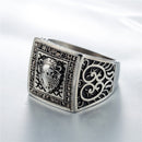 REZEX Vintage Diamond Lion Head Men's Stainless Ring With Case