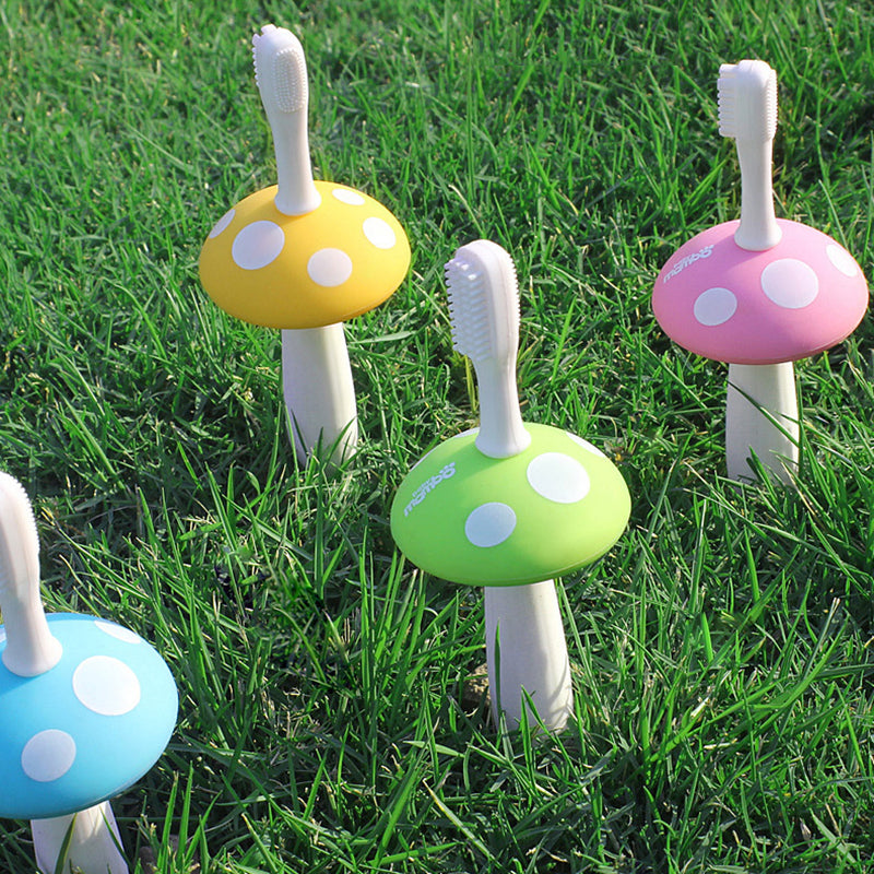 Cute Kids Baby Mushroom Shape Infant Soft Silicone Finger Toothbrush Teeth Massager Brush