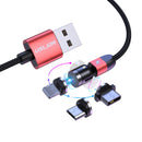 USLION 2.4A 2in1 LED 540 Magnetic Dual Position Game Quick Charge Data Cable for Samsung S10+ Xiaomi Redmi Note8 HUAWEI