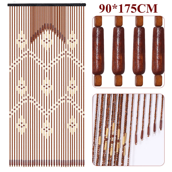 32 Lines Wooden Bead String Door Curtain Blinds Fly Screen Bedroom Divider Panel Decorations 90*175cm