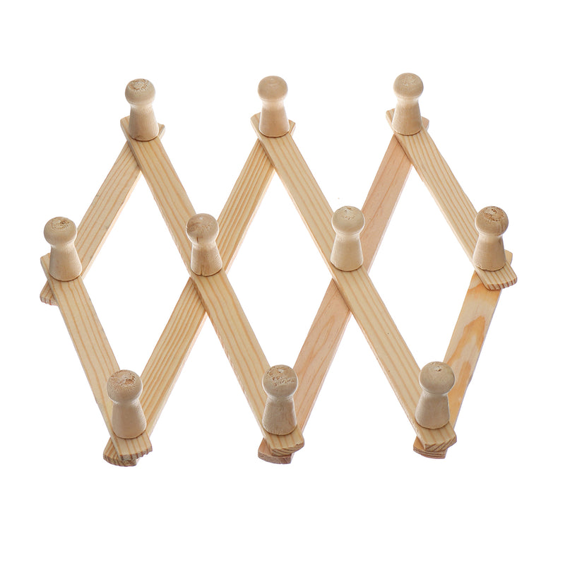 Wooden Hanger Rack Clothes Coat Wall Mounted Hanging Hat Towel Hook Retractable