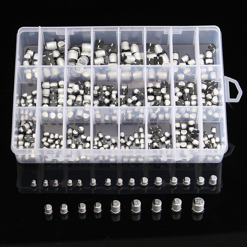 400pcs 24Value 1uF~1000uF SMD Aluminum Electrolytic Capacitors Assortment Kit With Box
