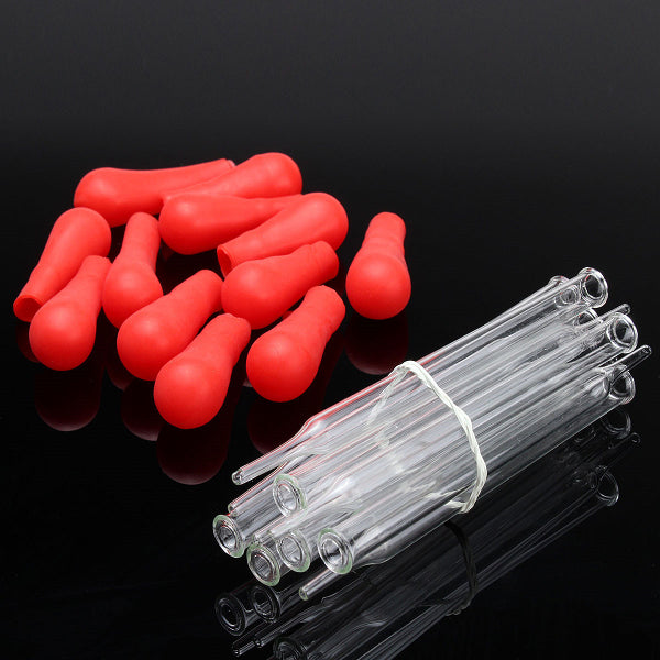 12Pcs 10mL Glass Laboratory Dropper Red Rubber Head Pipette Pipet Liquid Dispensing