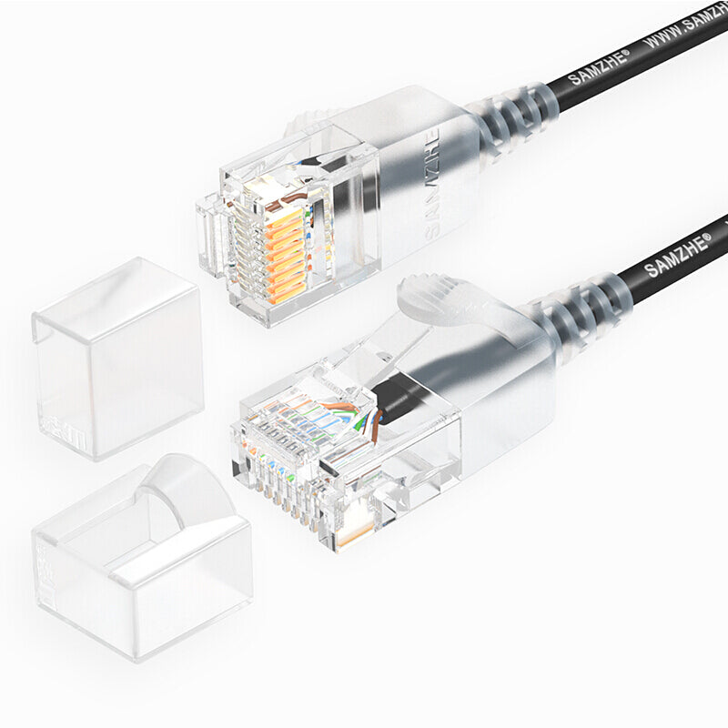 SAMZHE 0.5~5M 10Gbps Ultrafine CAT6A Black Ethernet Patch Cable Slim LAN Networking Cable