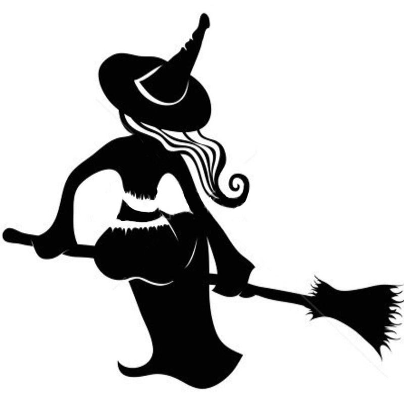 Creative Witch Broom Sticker Removable Halloween Decor Black DIY Wall Sticker Poster Wallpapers