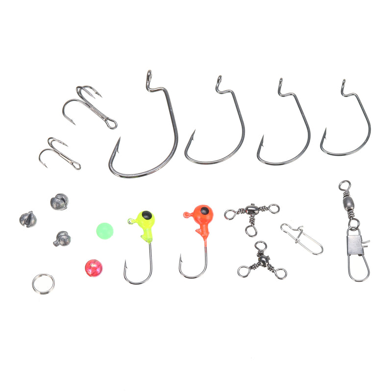 ZANLURE 150PCS Fishing Accessories Kits Jig Head Hooks Sinker Swivels Snap Beads Tackle With Box
