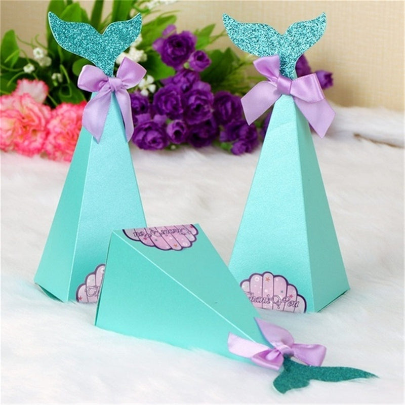 20Pcs/Set Little Mermaid Gift Boxes Paper Sweet Candy Container Kids Birthday Wedding Party Decorations