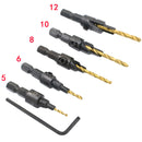 5pcs HSS Countersink Drill Bit Set #5 #6 #8 #10 #12 Woodworking Counter Bore Screw Tool
