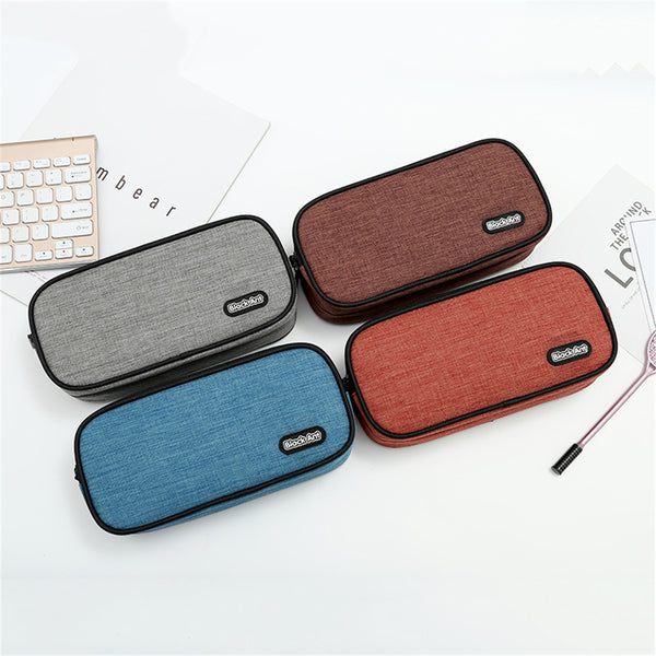 1 Piece Large Capacity Pure Color Pencil Case Cute Pen Bag Zipper Storage Box Pouch Office School Stationary Supplies