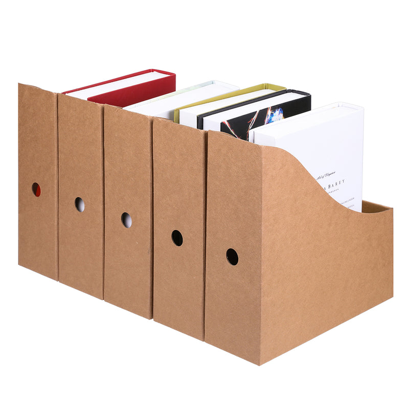 5 Pcs/set Magazine File Holders Storage Box Drawer Kraft Paper File Holder Desktop Documents Organizer Bookshelf Office Supplies