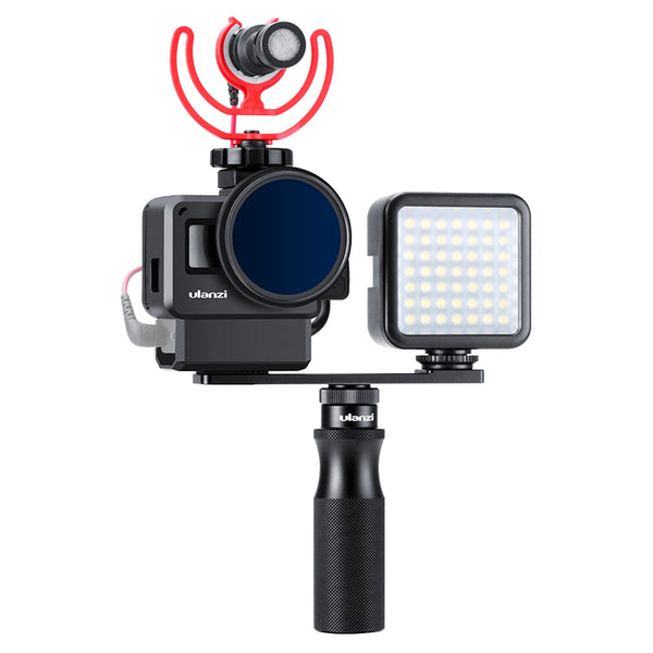 Ulanzi V2 Pro Vlog Protective Case with 52mm Filter Mic Adapter Lens Cover Vlogging Cage for Gopro 7 6 5 Black Action Camera