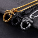 Retro Men's Pendant Titanium Steel Ouroboros Bite Tail Dragon Eternity  Men Necklace