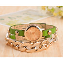 Fashion Women Winding Bracelet Watch Leather Band Ladies Dress Quartz Watch