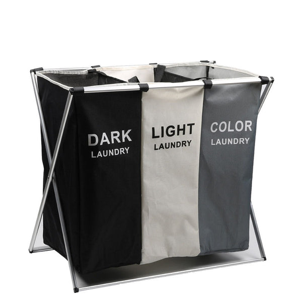 Foldable Tri-color Storage Baskets Dirty Laundry Basket Oxford Cloth