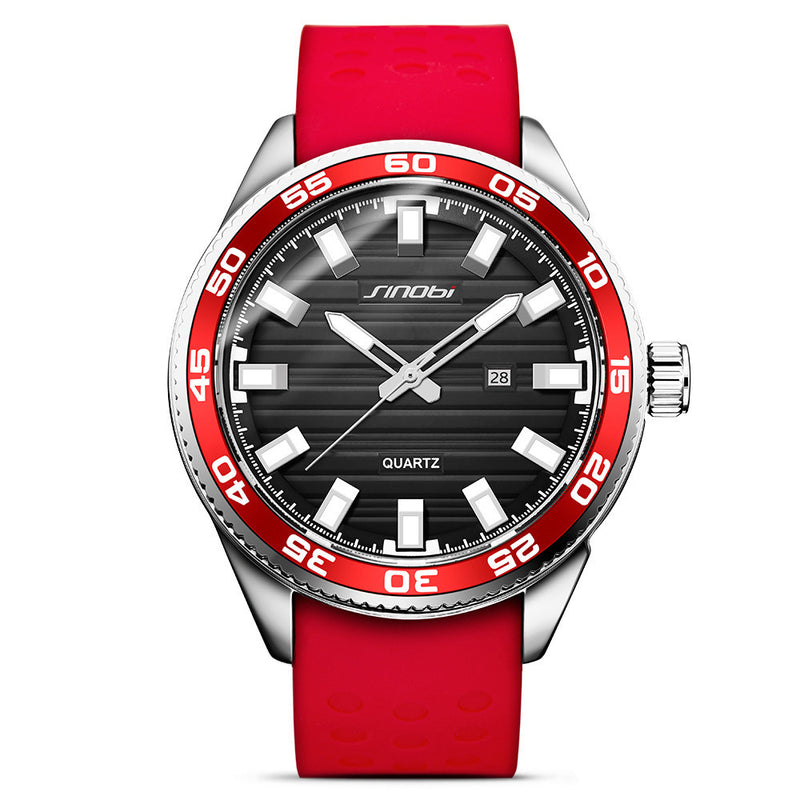 SINOBI 1255 Luminous Waterproof Sport Style Quartz Watch Silicone Strap Clock Men Watches