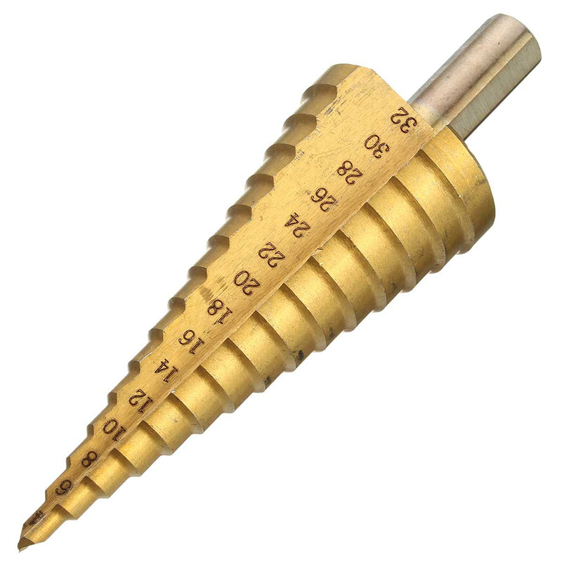 3pcs 4-12/20/32mm HSS Titanium Coated Step Drill Bit Hex Shank Hole Cutter
