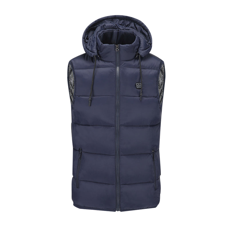 Electric Winter Warm Heated Waistcoat USB Charging Cotton Intelligent Heating Hooded Jacket Clothing