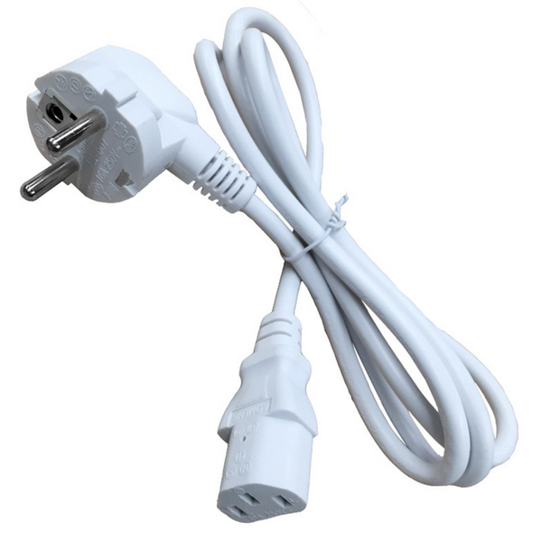 1.2m AC EU 3 pins Plug VDE Power Supply Adapter Cord Cable White PVC Power Adapter Connector Line