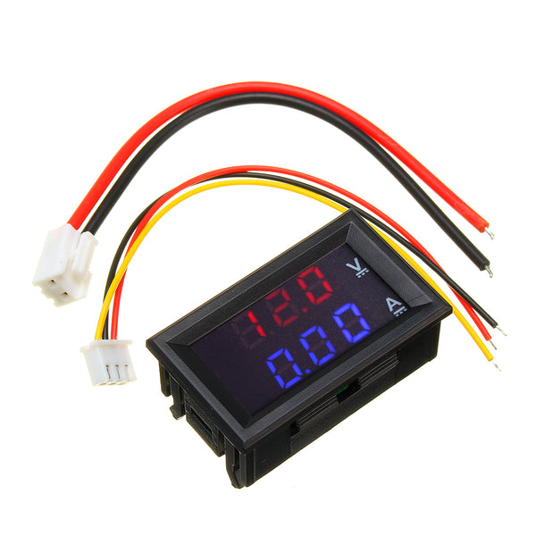 10pcs Mini Digital Voltmeter Ammeter DC 100V 10A Panel Amp Volt Voltage Current Meter Tester 0.56" Blue Red Dual LED Display