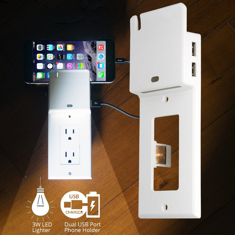 LUSTREON AC110-125V 15A Duplex Decor USB Nightlight Outlet Wall Plate Cover for Light Switches