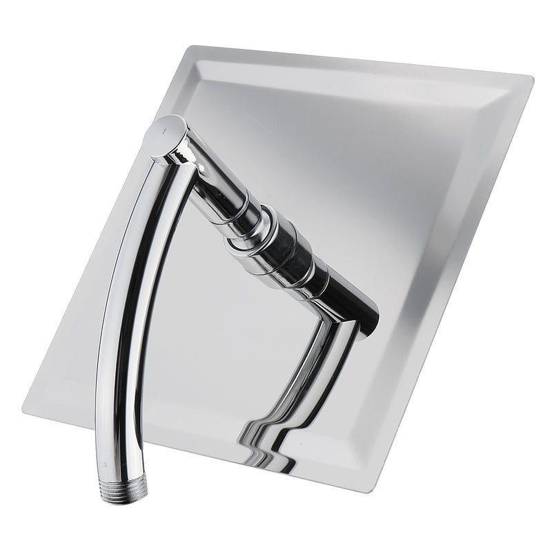 Square 8 Inch Rainfall Shower Head Extension with Shower Arm Hose Kit Overhead
