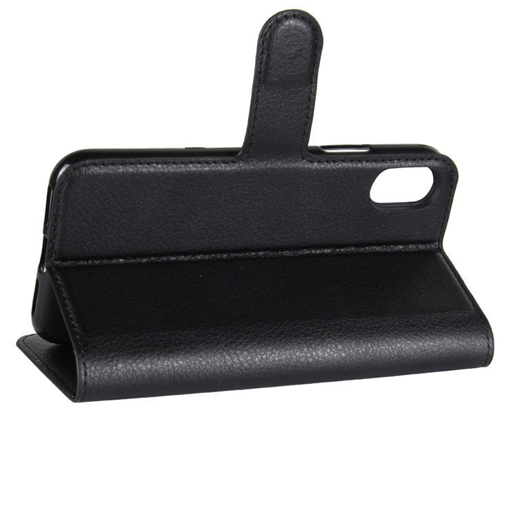 Litchi Texture Card Slot Bracket Flip Leather Case For iPhone X