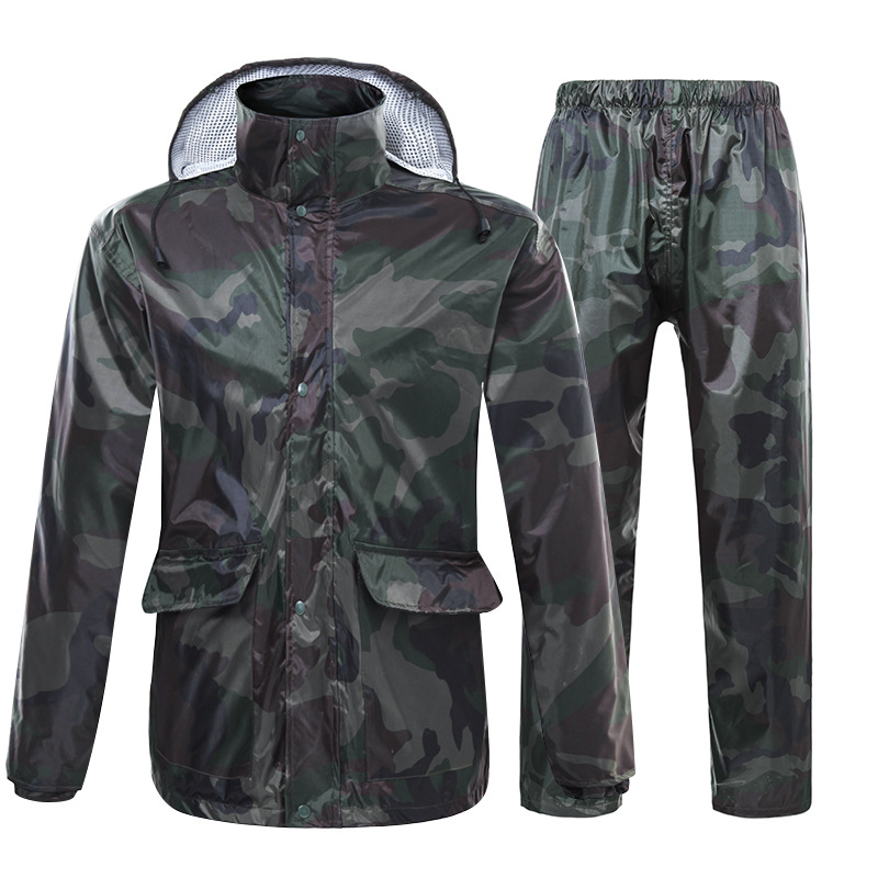Camouflage Raincoat Suit Hiking Motorcycle Riding Thickened Waterproof Men Women Raincoats