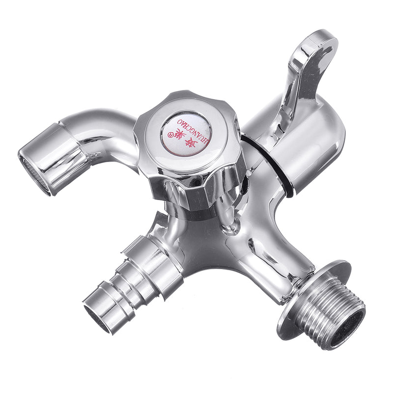Wall Mount Single Cold Washing Machine Faucet 1/2'' Double Spouts 2 Handles Water Tap Garden Faucet Bathroom Bibcock Tap
