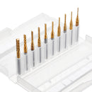 Drillpro DB-M1 10pcs 0.8-3mm Titanium Coated Engraving Milling Cutter Carbide Bits