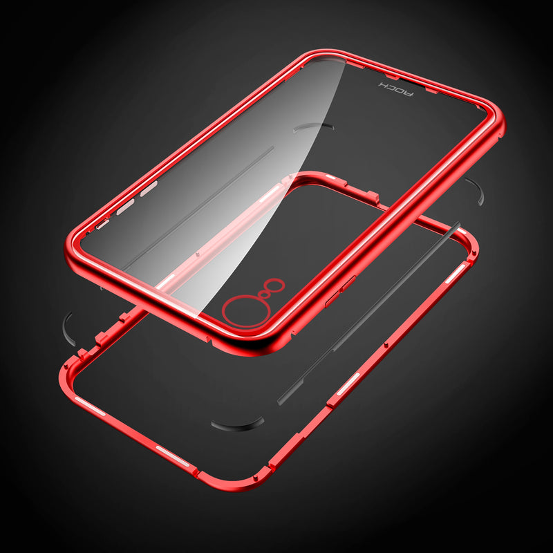 Rock Magnetic Adsorption Tempered Glass Metal Protective Case For iPhone XR