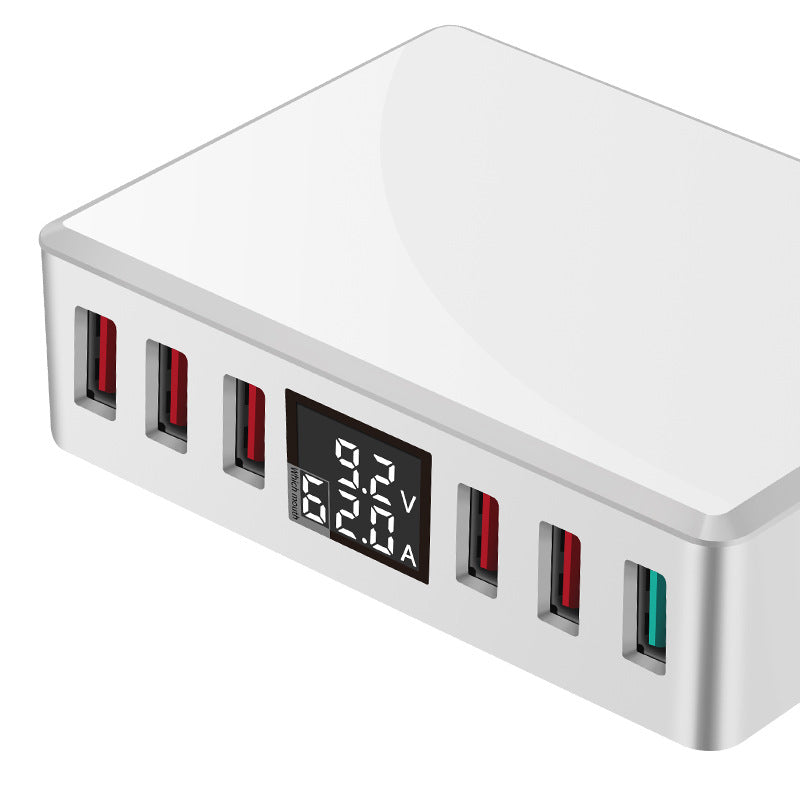 40W Intelligent USB Charger Desktop Charging Station Travel Adapter Digital 6-port USB Plug QC3.0 Fast Charge