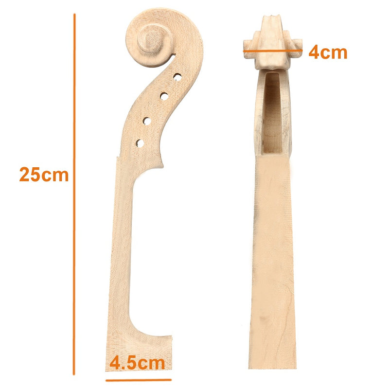 Hand Carved Maple Wood Violin Neck for 4/4 Full Size Violin Parts
