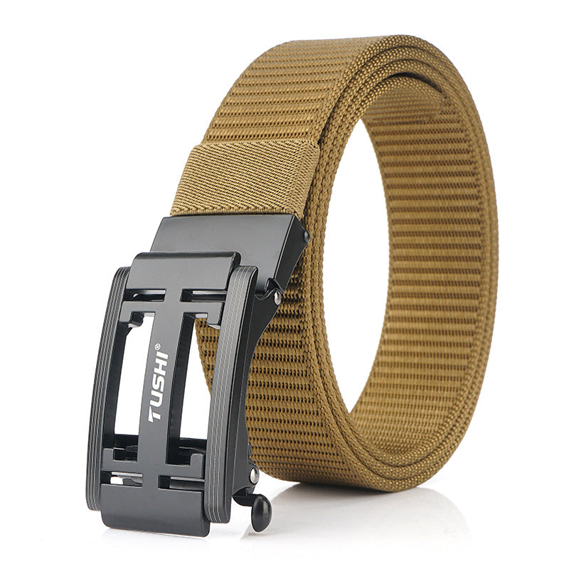 TUSHI 125cm x 3.4cm Zinc Alloy Buckle Men Tactical Belt Nylon Casual Belts