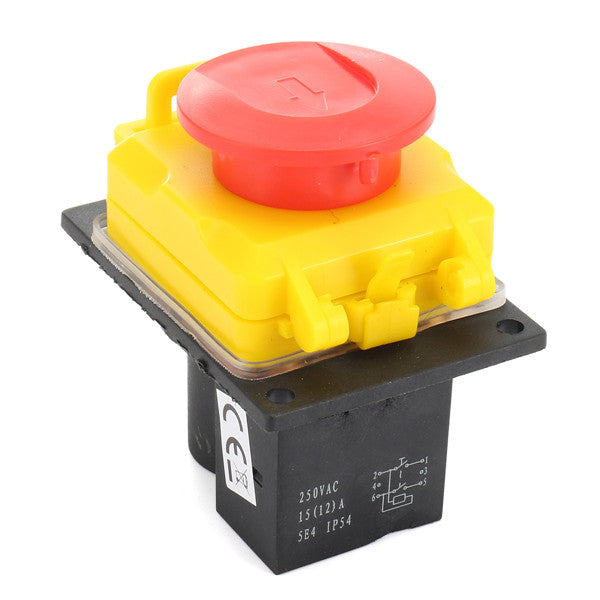 250V Universal DKLD DZ-6-2 15 Amp NVR Switch Emergency Stop Saftey Red Cut Off Killer