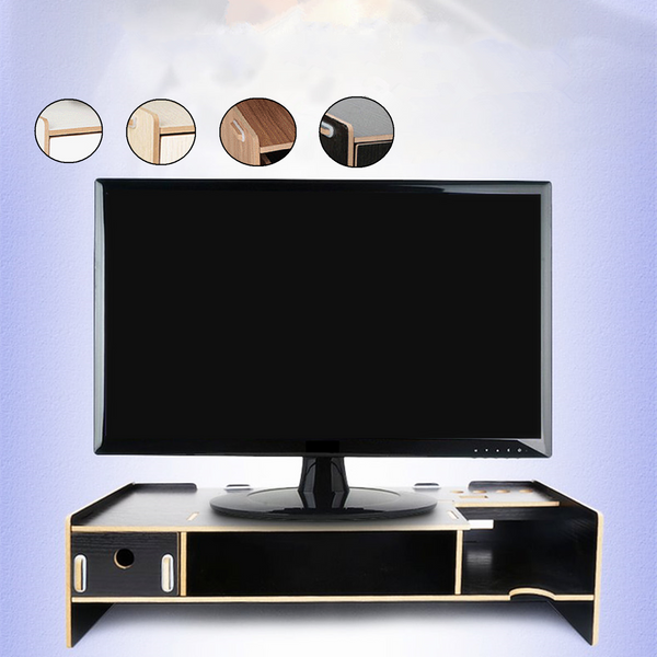 Wooden Monitor Stand Desktop LCD LED PC Monitor TV Riser Organizer Storage Rack Bookshelf Storage Shelf