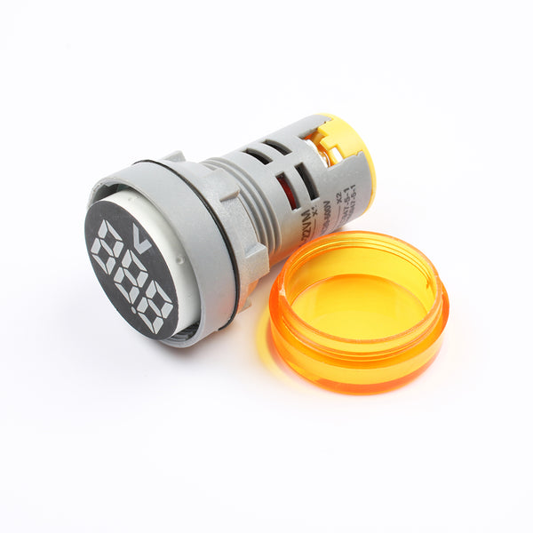 10pcs Yellow LED 22mm DC Voltage Measuring Instrument Mini Voltagemeter DC6~100V AD101-22VM Indicator Voltmeter