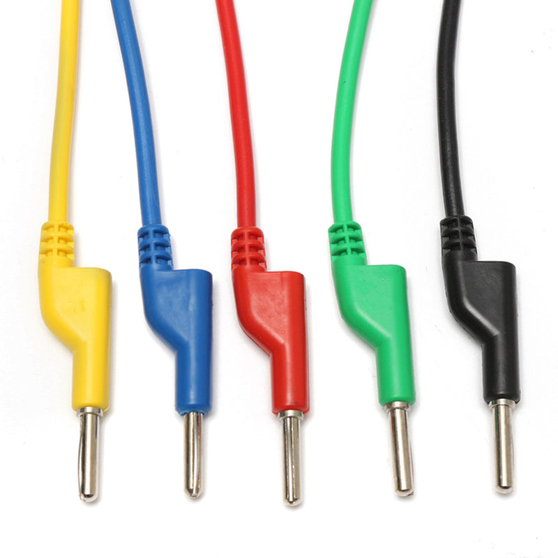 DANIU 5Pcs 5 Colors Silicone Banana to Banana Plugs Test Probe Leads Cable