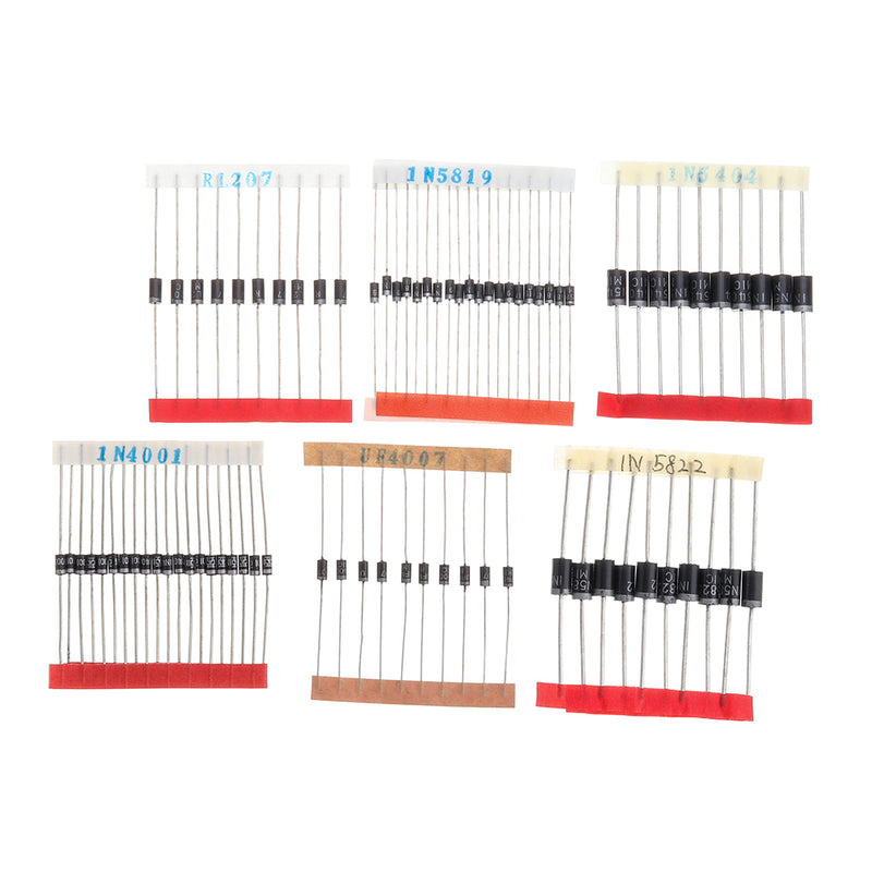 600pcs Fast Switching Schottky Diode Assorted Kit 1N4001 1N4004 1N4007 1N5408 UF4007 FR207 1N5817 1N5819 1N5822 1N4148 RL207