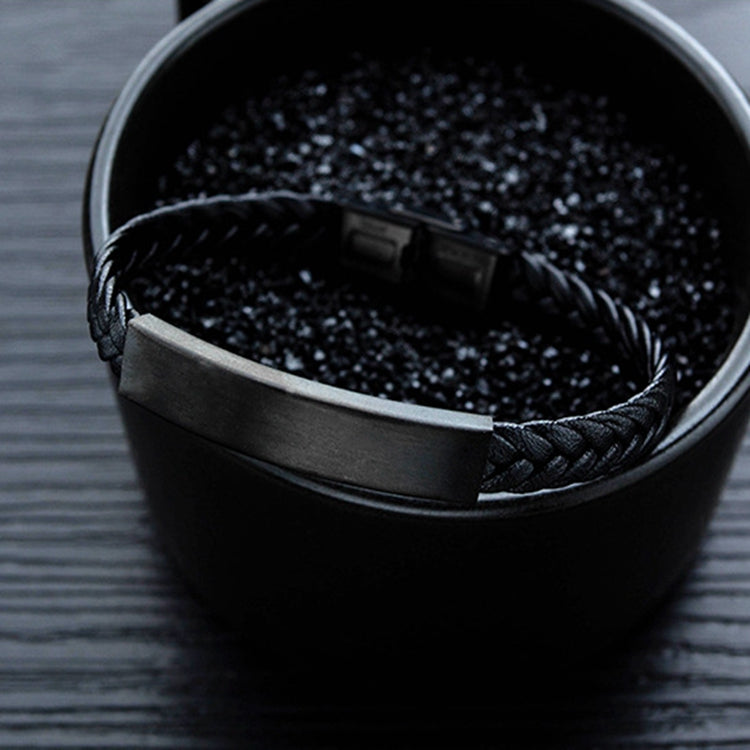 Titanium Steel Men's Woven Leather Bracelet