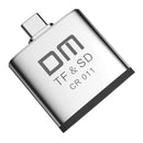 DM CR011 Zinc Alloy Type-C SD TF Card Reader for Laptops Tablets Phones