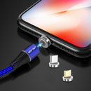 USLION 3A LED 360 Degree Rotate QC3.0 Magnetic Fast Charging Type-C Micro USB Data Cable 1M for Samsung S10+ S9 Xiaomi 9T Redmi Note8 HUAWEI P30Pro